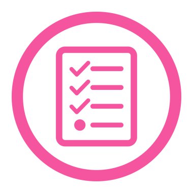 Checklist flat pink color rounded vector icon