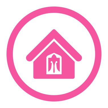 Ev düz pembe renkli yuvarlak vektör simgesi