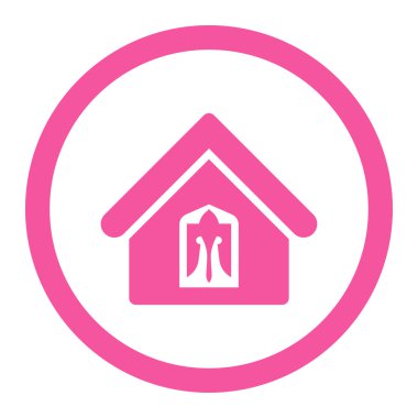 Home flat pink color rounded vector icon clipart