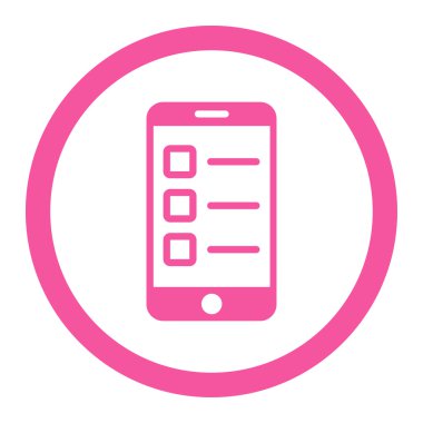 Mobile test flat pink color rounded vector icon