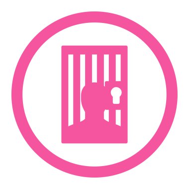 Prison flat pink color rounded vector icon