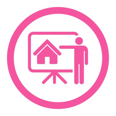 Realtor flat pink color rounded vector icon