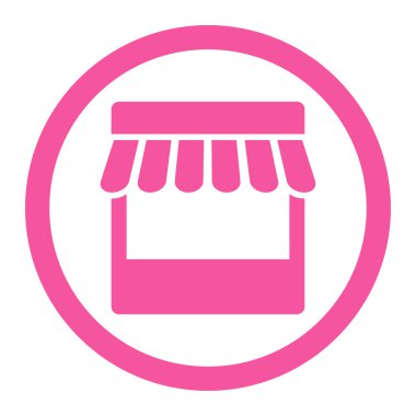 Store flat pink color rounded vector icon