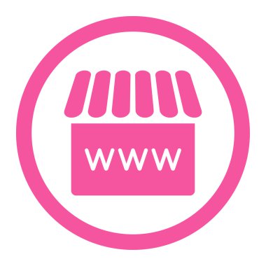 Webstore flat pink color rounded vector icon