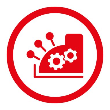 Cash register flat red color rounded vector icon