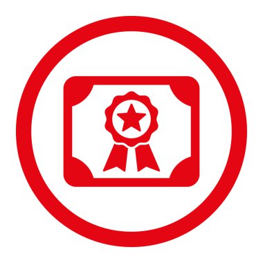 Sertifika düz kırmızı yuvarlak renkli vektör simgesi