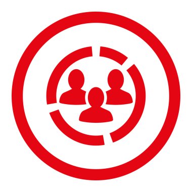 Demography diagram flat red color rounded vector icon