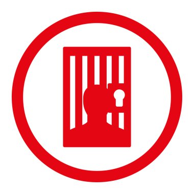 Prison flat red color rounded vector icon