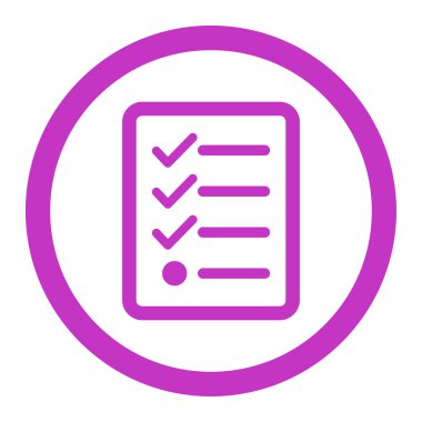 Checklist flat violet color rounded vector icon