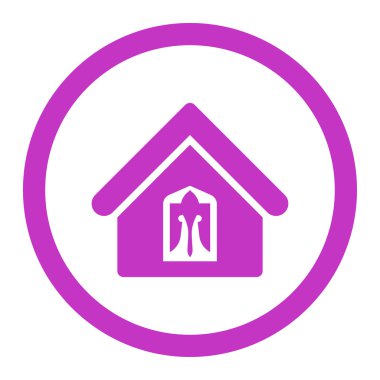 Home flat violet color rounded vector icon