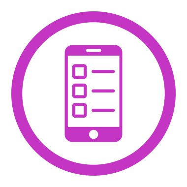 Mobile test flat violet color rounded vector icon