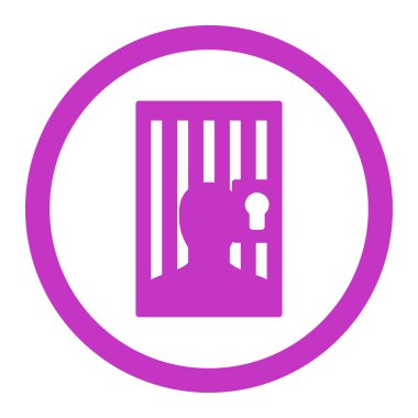 Prison flat violet color rounded vector icon