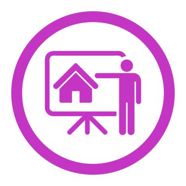 Realtor flat violet color rounded vector icon