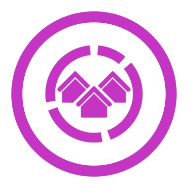 Realty diagram flat violet color rounded vector icon