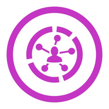 Relations diagram flat violet color rounded vector icon