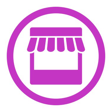 Store flat violet color rounded vector icon