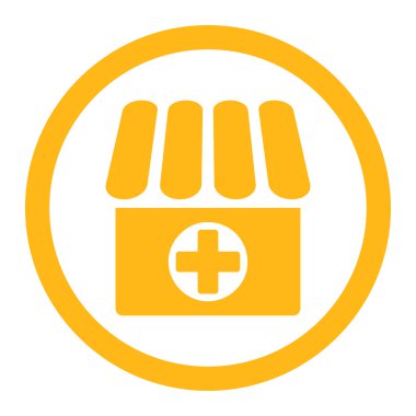 Eczane düz sarı yuvarlak renkli vektör simgesi