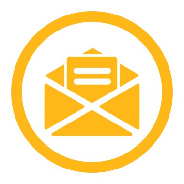 Açık posta düz sarı yuvarlak renkli vektör simgesi