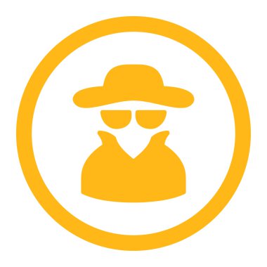 Spy flat yellow color rounded vector icon