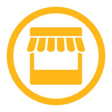 Store flat yellow color rounded vector icon