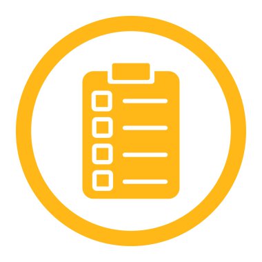 Test görev düz sarı renk yuvarlak vektör simgesi