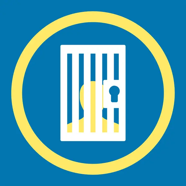Prison flat yellow and white colors rounded vector icon — ストックベクタ