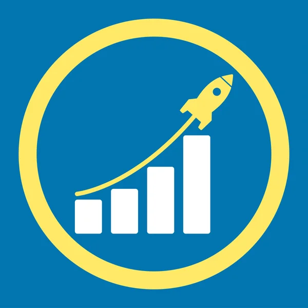 Startup ventas planas de color amarillo y blanco redondeado icono de vector — Archivo Imágenes Vectoriales