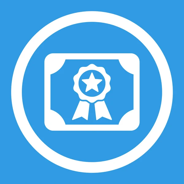 Certificado de color blanco plano redondeado vector icono — Vector de stock