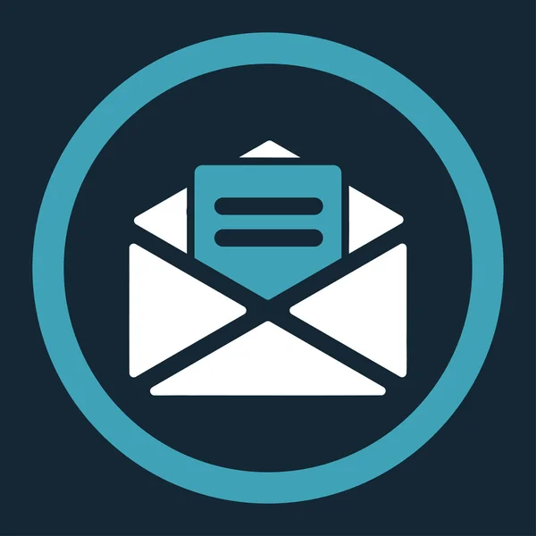Open Mail flache blaue und weiße Farben abgerundetes Vektorsymbol — Stockvektor