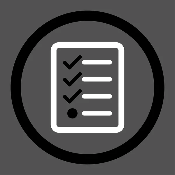 Checklist flat black and white colors rounded vector icon — Διανυσματικό Αρχείο