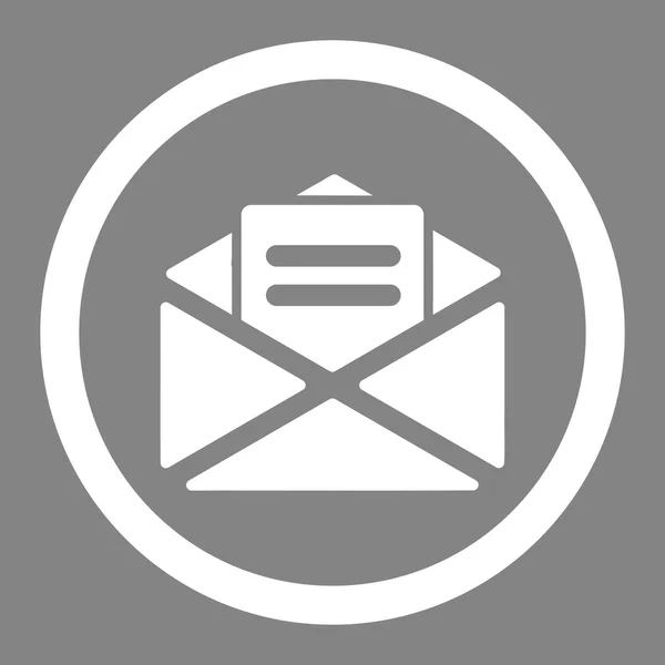 Abrir mail plana cor branca ícone vetor arredondado — Vetor de Stock