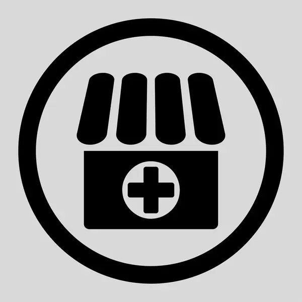 Drugstore piatto colore nero arrotondato icona vettoriale — Vettoriale Stock