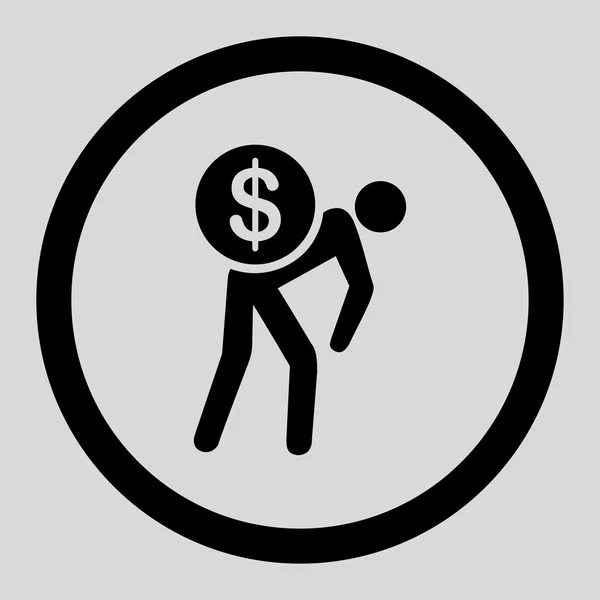 Correios de dinheiro plana cor preta ícone vetor arredondado — Vetor de Stock