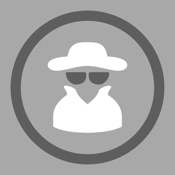 Espía plana gris oscuro y blanco colores redondeados vector icono — Vector de stock
