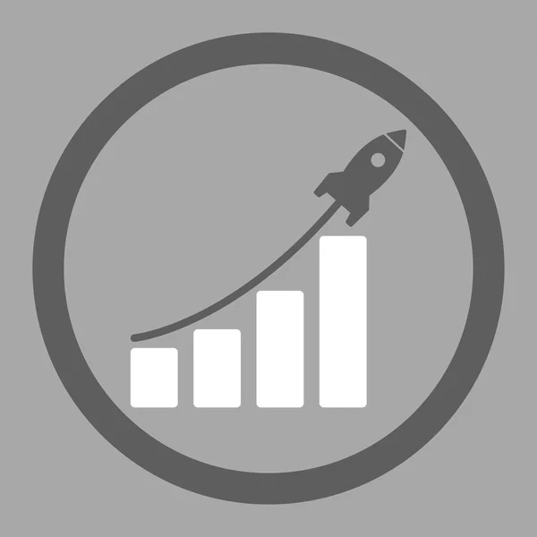 Ventes de démarrage plat gris foncé et blanc couleurs arrondies icône vectorielle — Image vectorielle