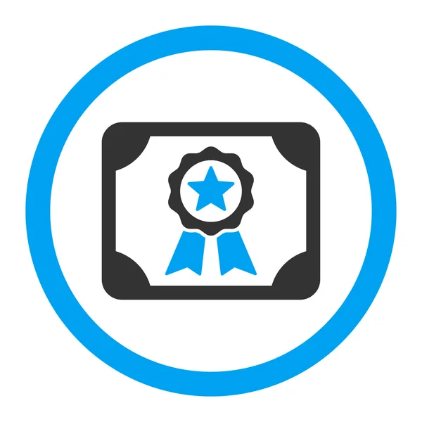 Certificato piatto colori blu e grigio arrotondato icona vettoriale — Vettoriale Stock