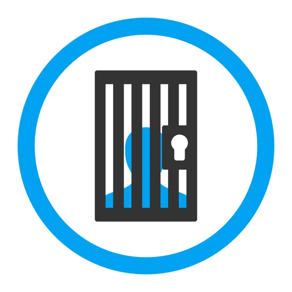 Prison flat blue and gray colors rounded vector icon — Stock Vector