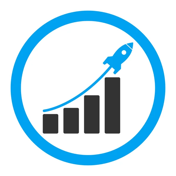 스타트업은 평평하고 파란색 과 회색의 둥근 벡터 아이콘을 판매 합니다 — 스톡 벡터