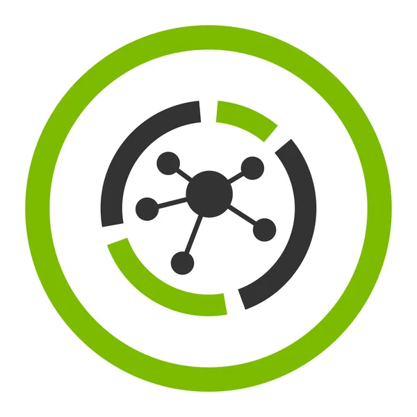 Connections diagram flat eco green and gray colors rounded vector icon — ストックベクタ