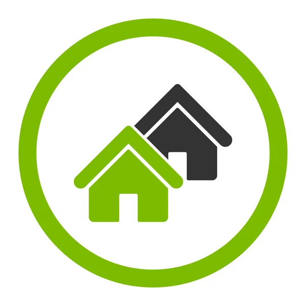 Ingatlan lakás eco zöld és szürke színek lekerekített vektor ikon — Stock Vector