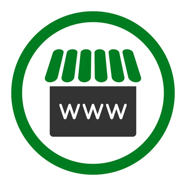 Webstore plat vert et gris couleurs arrondi icône vectorielle — Image vectorielle