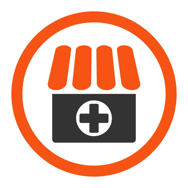 Drugstore flat orange and gray colors rounded vector icon — Stockvector