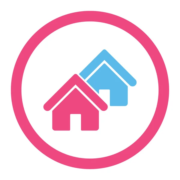 Realty plana rosa e azul cores arredondadas ícone vetor —  Vetores de Stock