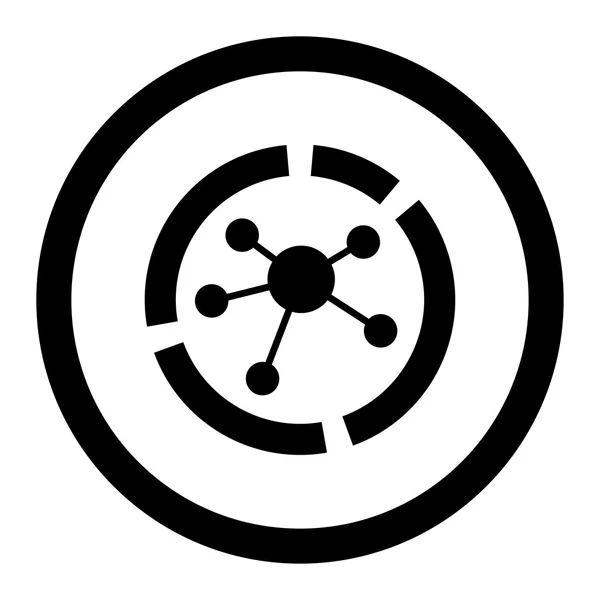 Connections diagram flat black color rounded vector icon — 图库矢量图片