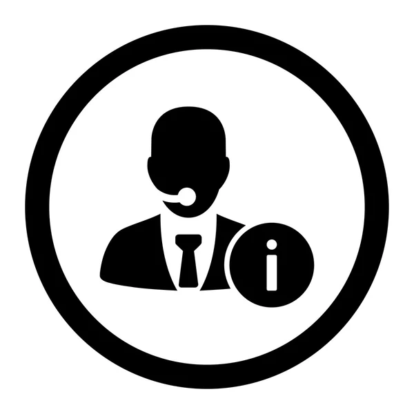 Bureau d'assistance icône vectorielle arrondie de couleur noire plate — Image vectorielle