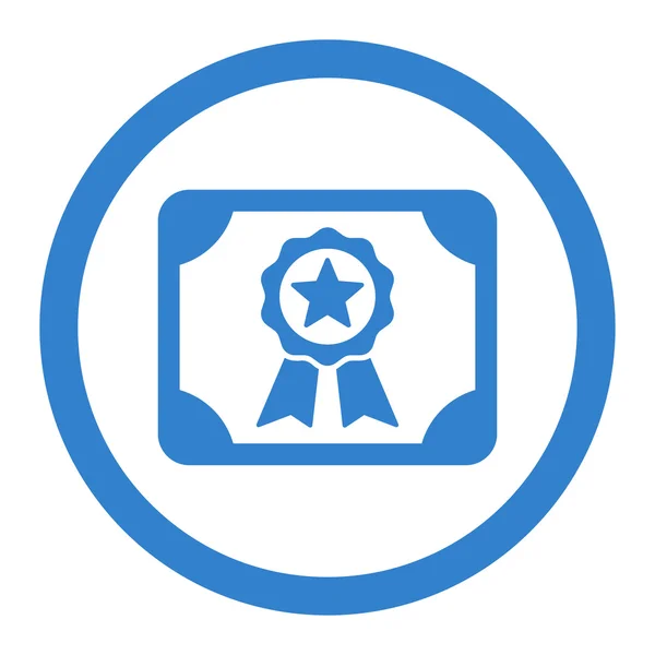 Certificado plano de color cobalto redondeado icono de vector — Vector de stock