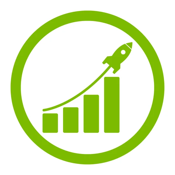 Startup sales flat eco green color rounded vector icon — Διανυσματικό Αρχείο