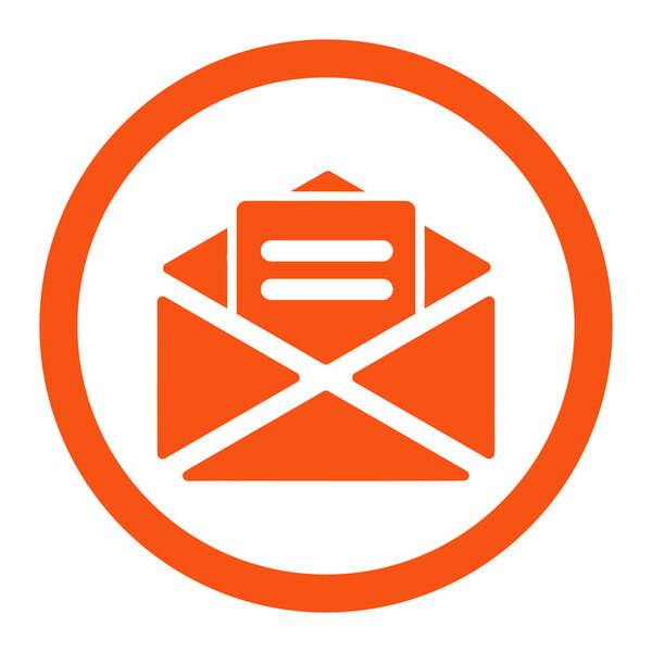Открытая почта плоский оранжевый цвет округлый вектор значок
