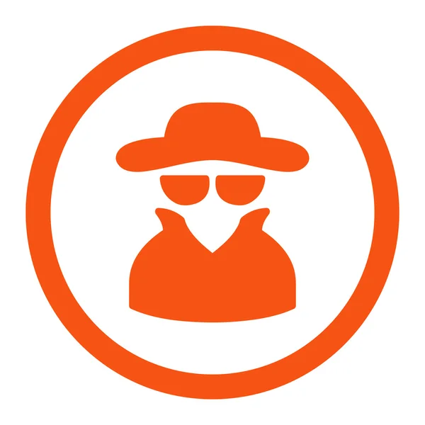 Spy flat orange color rounded vector icon — 图库矢量图片