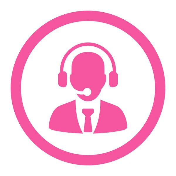 Call center color rosa plano redondeado icono de vector — Archivo Imágenes Vectoriales